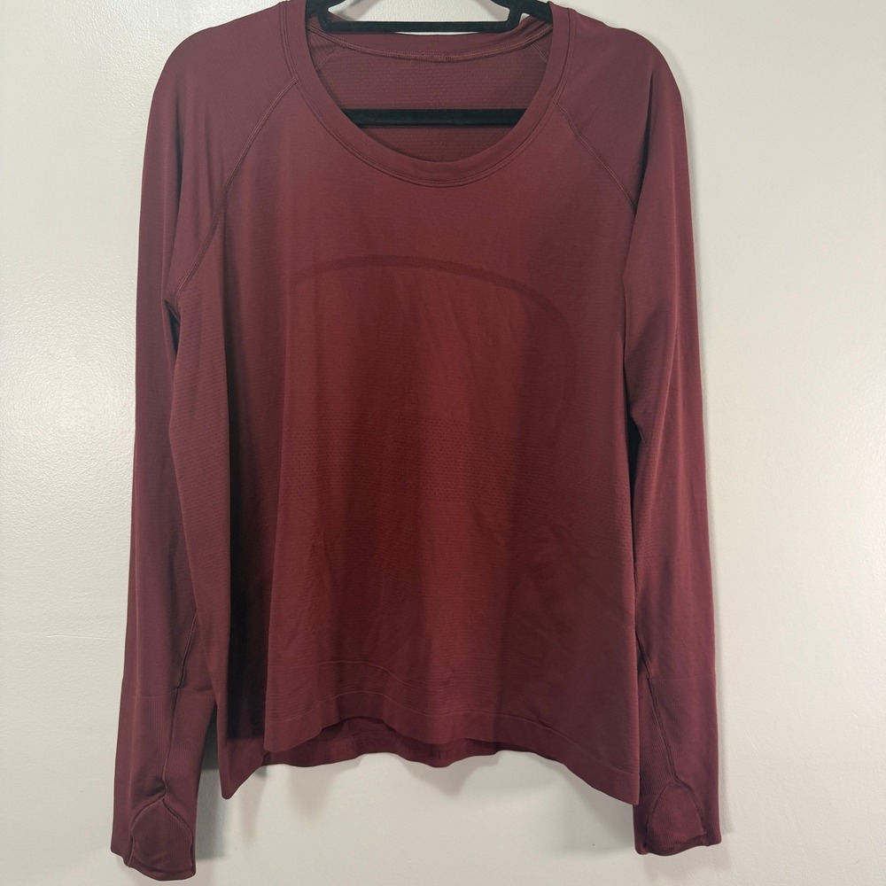 Lululemon Swiftly Tech Long Sleeve 2.0 Burgundy Maroon Activewear Top Womens 16